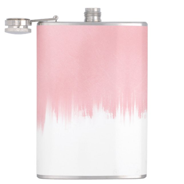Modern Pink Brush strokes white Design Flask (Opened)