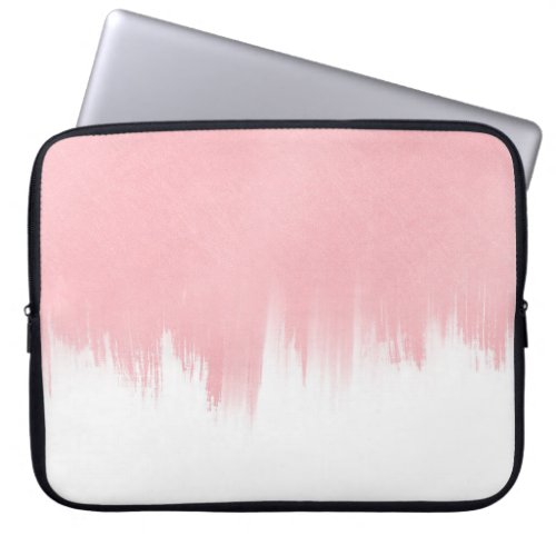 Modern Pink Brush strokes white Design Laptop Sleeve