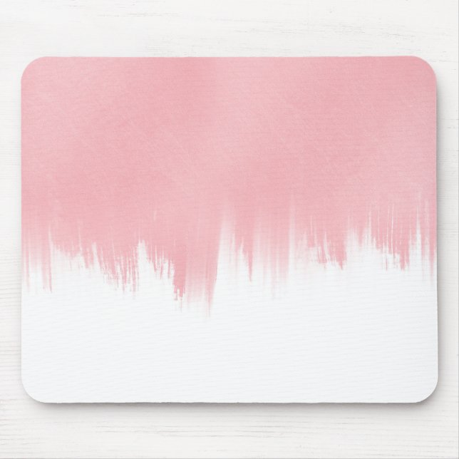 Modern Pink Brush strokes white Design Mouse Pad (Front)
