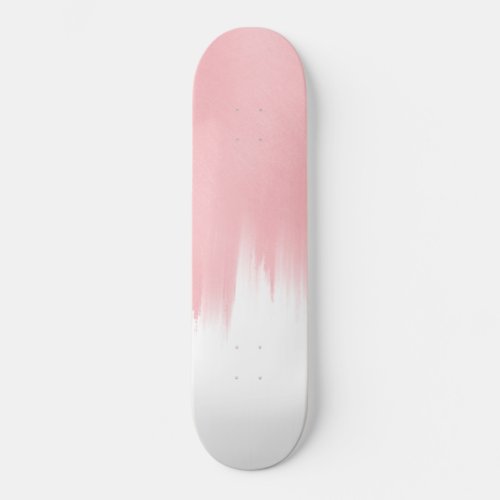 Modern Pink Brush strokes white Design Skateboard