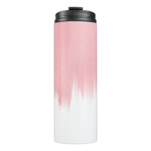 Modern Pink Brush strokes white Design Thermal Tumbler