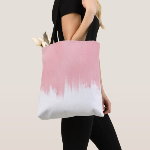 Modern Pink Brush strokes white Design Tote Bag