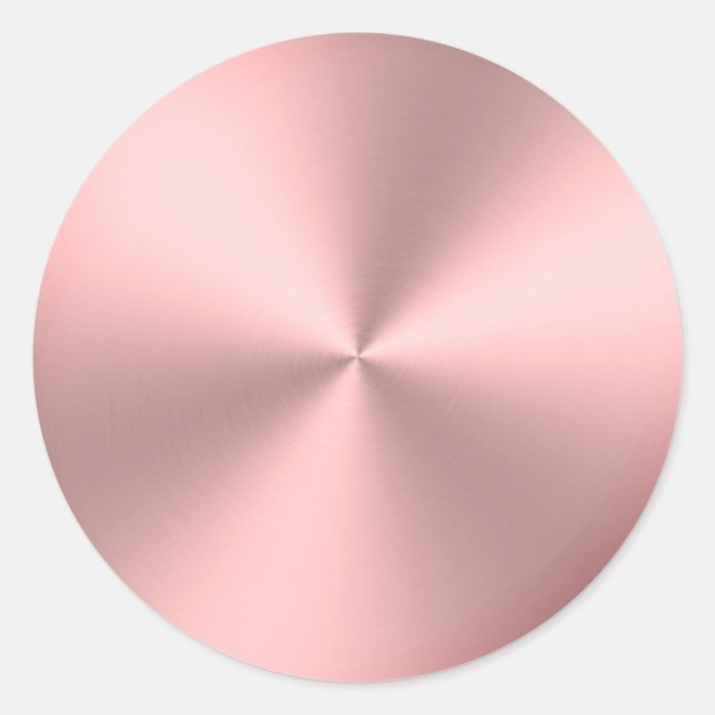 Modern Pink Brushed Metal Look Classic Round Sticker (Front)