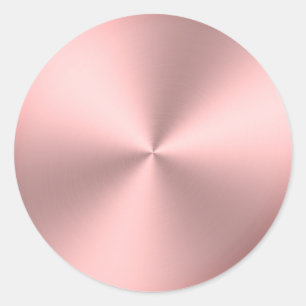Modern Pink Brushed Metal Look Classic Round Sticker