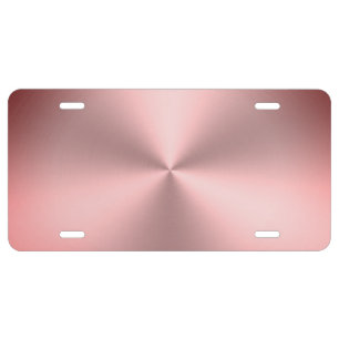 Modern Pink Brushed Metal Look License Plate