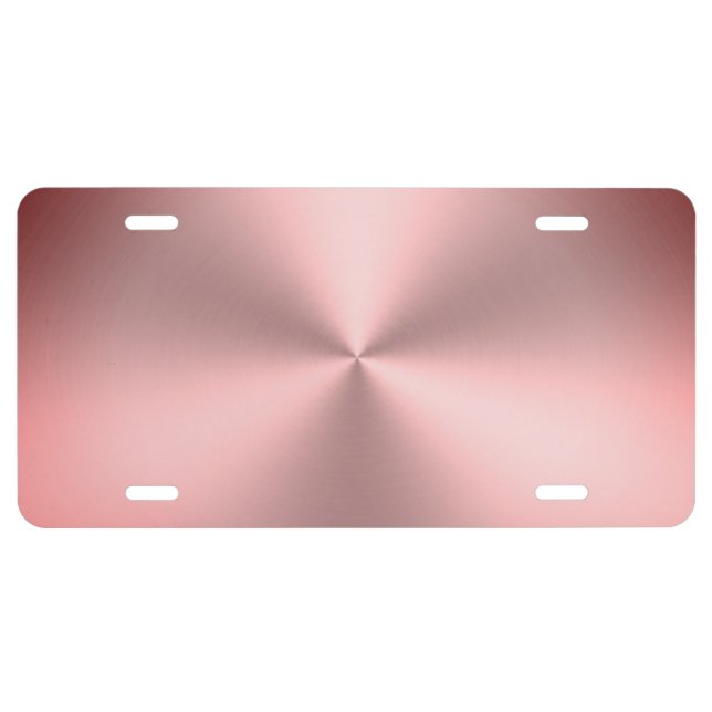 Modern Pink Brushed Metal Look License Plate (Front)