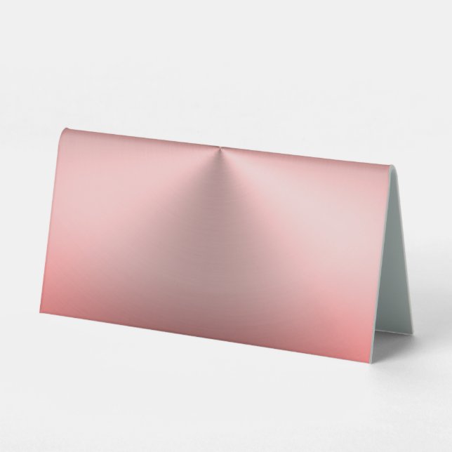 Modern Pink Brushed Metal Look (Rose Gold Look) Table Tent (Front)