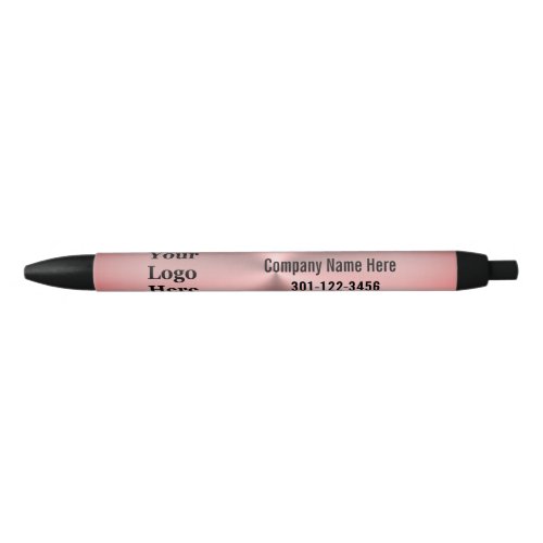 Modern Pink Brushed Metal Look Your Logo Here  Black Ink Pen
