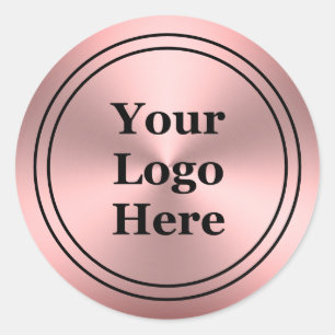 Modern Pink Brushed Metal Look Your Logo Here Classic Round Sticker