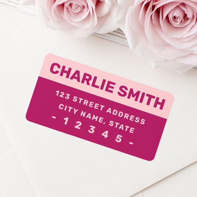 Modern pink burgundy bold font return address label (Modern pink burgundy bold font return address label)