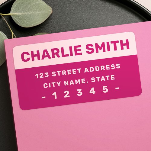 Modern pink burgundy bold font return address label
