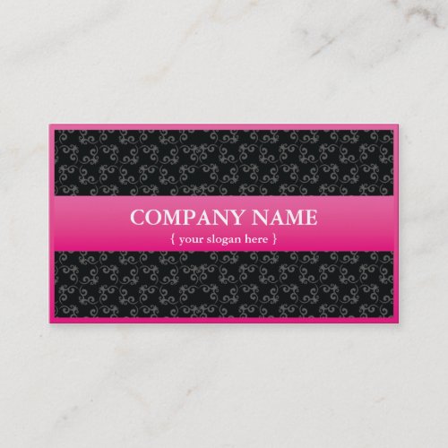 Modern Pink Business Card w/ Damask