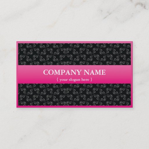 Customizable Modern Pink Business Card w/ Damask