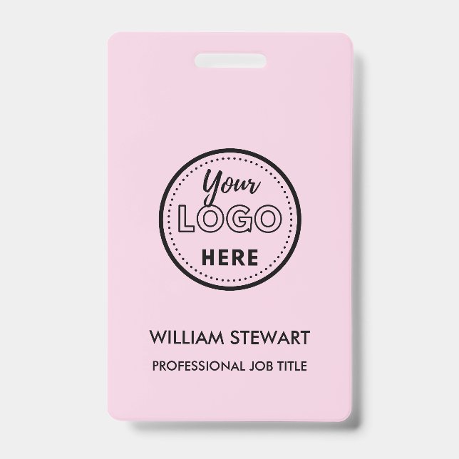 Modern Pink business logo Company Employee Staff Badge (Front)