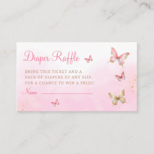 Modern Pink Butterflies Baby Shower Diaper Raffle  Enclosure Card