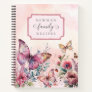 Modern Pink Butterfly Wild Flower Family Recipe Notebook
