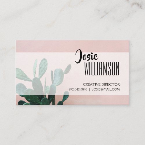 Modern Pink Cactus Business Card