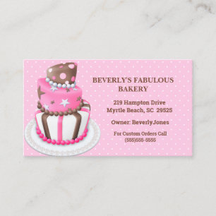 Modern Pink Cake Bakery Business Cards