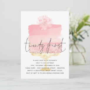 Modern Pink Cake Script 21st Birthday Invitation