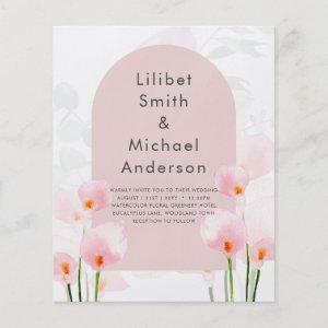 Modern Pink Calla Lilies Elegant Wedding Invite Flyer