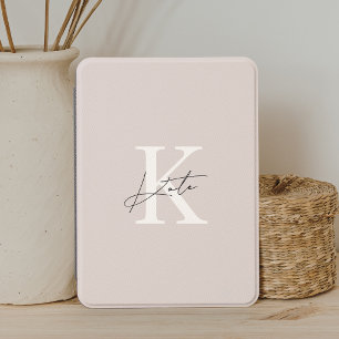 Modern Pink Calligraphy Monogram Custom Name Kindle Cover