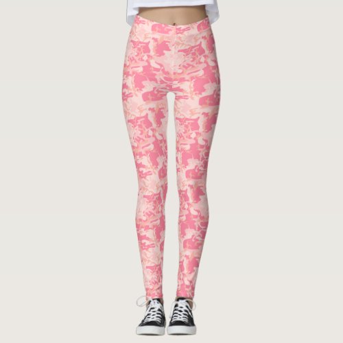 Modern Pink Camo Camouflage Pattern Girly Abstract Leggings