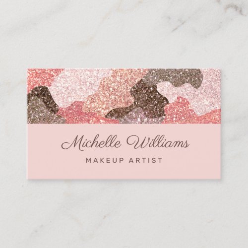 Modern Pink Camouflage Faux Glitter Professional Business Card