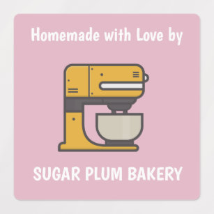 Modern Pink Cartoon Mixer Bakery Pastry Chef Labels