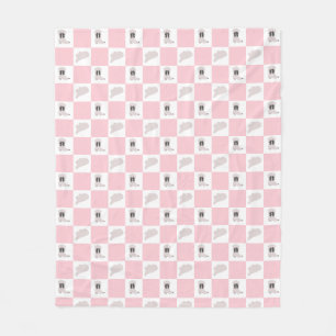 Modern Pink Checkered Cowgirl Rodeo Pattern Fleece Blanket