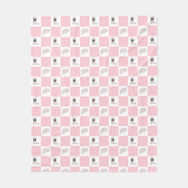 Modern Pink Checkered Cowgirl Rodeo Pattern Fleece Blanket (Front)