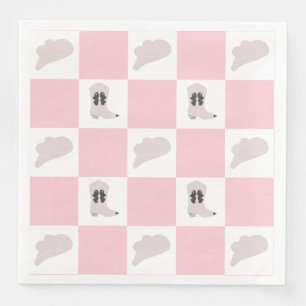 Modern Pink Checkered Cowgirl Rodeo Pattern Paper Dinner Napkins
