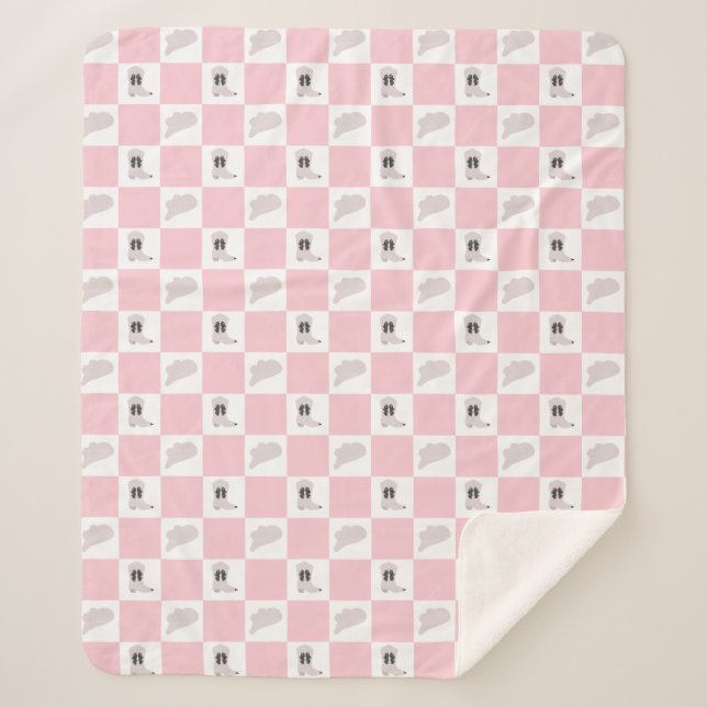 Modern Pink Checkered Cowgirl Rodeo Pattern Sherpa Blanket (Front)