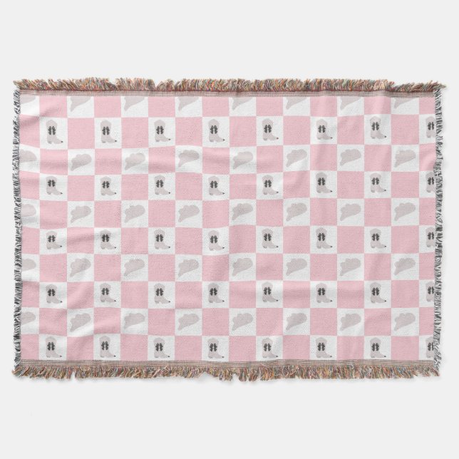 Modern Pink Checkered Cowgirl Rodeo Pattern Throw Blanket (Front)