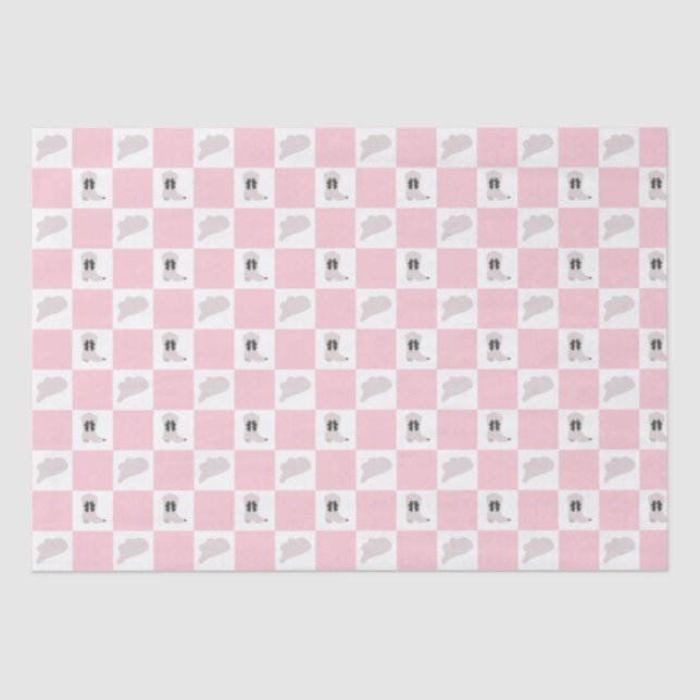Modern Pink Checkered Cowgirl Rodeo Pattern Tissue Paper (Front)