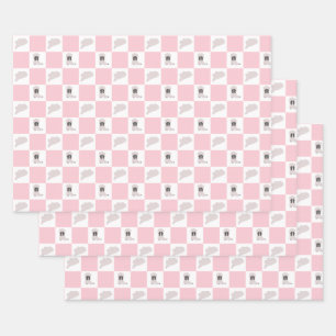 Modern Pink Checkered Cowgirl Rodeo Pattern Wrapping Paper Sheets