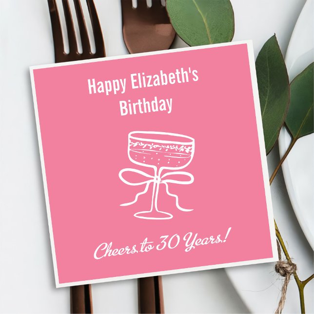 Modern Pink Cheers to 30 years Birthday Napkins (Creator Uploaded)