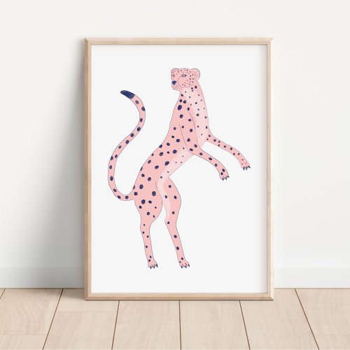 Modern Pink Cheetah Art Poster