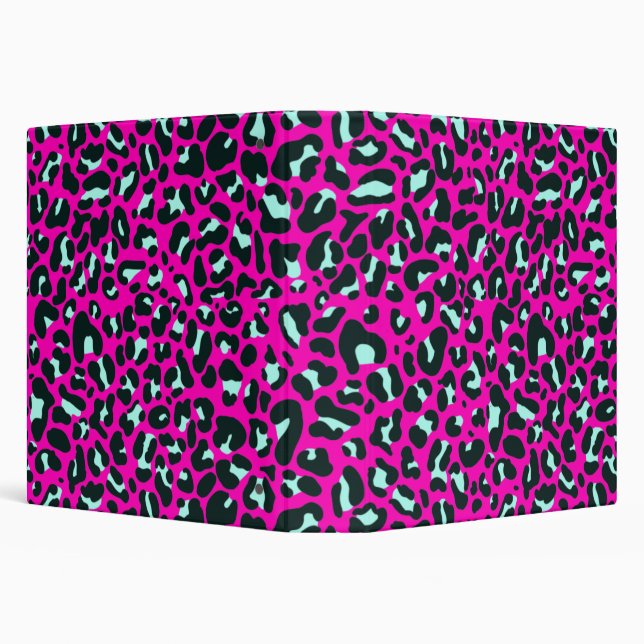 Modern Pink Cheetah Leopard Animal Print 3 Ring Binder (Background)