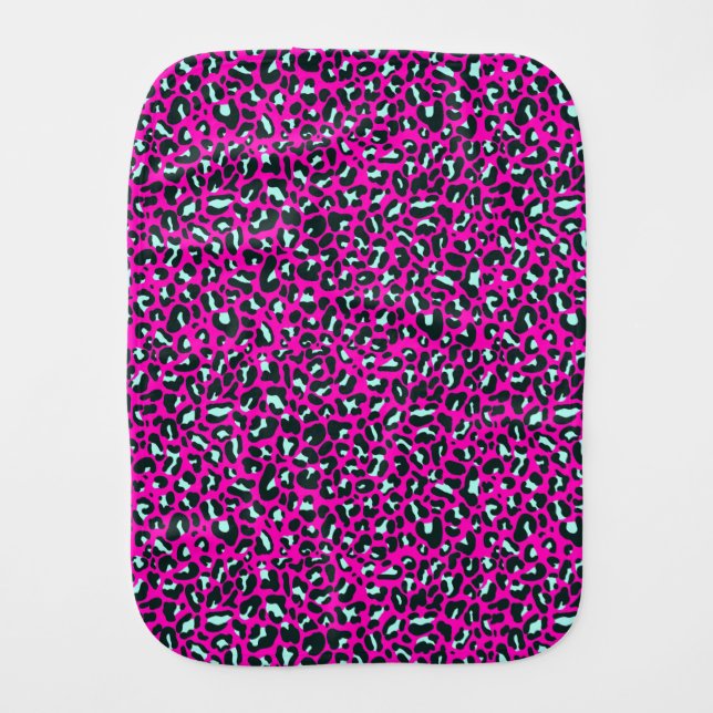 Modern Pink Cheetah Leopard Animal Print Baby Burp Cloth (Front)