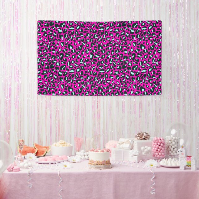 Modern Pink Cheetah Leopard Animal Print Banner (Party)