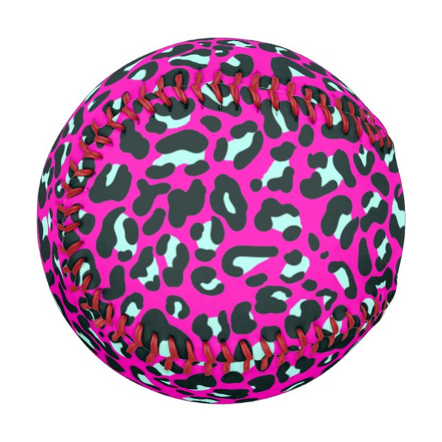 Modern Pink Cheetah Leopard Animal Print Baseball (Back Right)