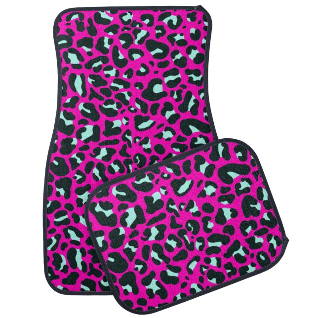 Modern Pink Cheetah Leopard Animal Print Car Floor Mat (Set)