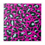 Modern Pink Cheetah Leopard Animal Print Ceramic Tile<br><div class="desc">Always trendy hot pink solid color. Wild safari and jungle animal print. Modern chic fine small cheetah,  leopard skin animal print in white and pastel mint and pink color. Small cheetah leopard animal print.</div>