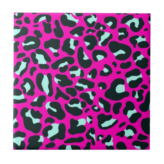 Modern Pink Cheetah Leopard Animal Print Ceramic Tile (Front)