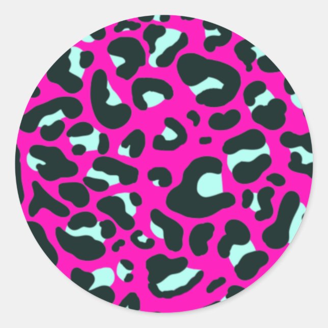 Modern Pink Cheetah Leopard Animal Print Classic Round Sticker (Front)