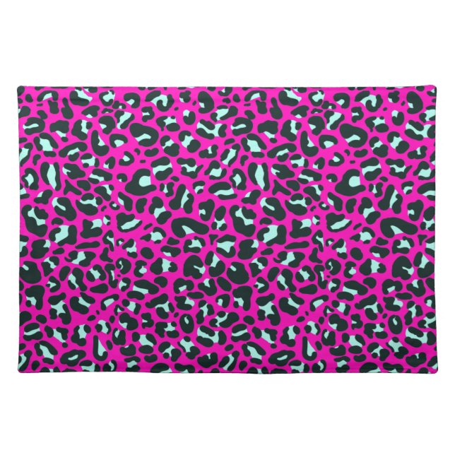 Modern Pink Cheetah Leopard Animal Print Cloth Placemat (Front)
