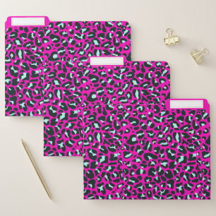 Modern Pink Cheetah Leopard Animal Print File Folder
