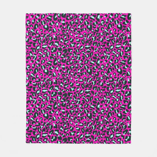 Modern Pink Cheetah Leopard Animal Print Fleece Blanket (Front)