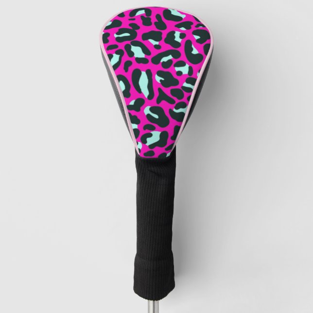 Modern Pink Cheetah Leopard Animal Print Golf Head Cover (Front)