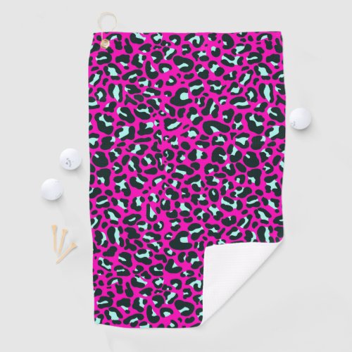 Modern Pink Cheetah Leopard Animal Print Golf Towel
